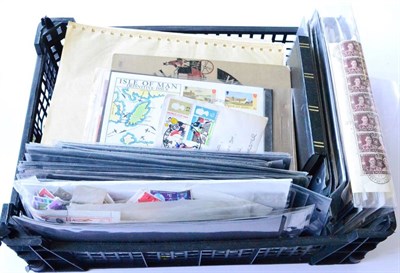 Lot 12 - A Black Plastic Container housing all world in albums, small stockbook, loose album pages and...