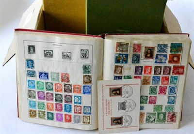 Lot 40 - Worldwide in three albums, plus an album of Great Britain and a shoe box of miscellaneous