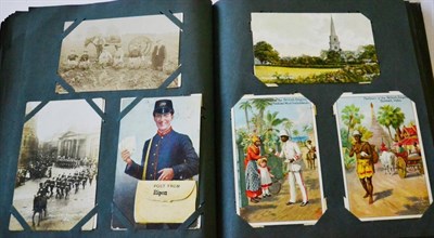 Lot 274 - Three Hundred Mixed Postcards in a green album. Includes some real photographic topographical,...