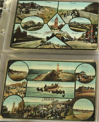 Lot 306 - Redcar. Two albums housing over ninety multi views, pull outs, comic etc