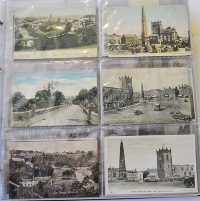 Lot 310 - Richmond, North Yorkshire. An album housing mostly vintage cards, including topographical multi...