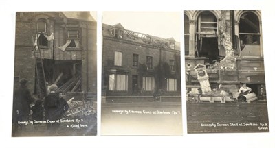 Lot 319 - Scarborough, North Yorkshire. Three cards depicting bomb damage. Numbers 2, 5 and 7 by Sydney Smith