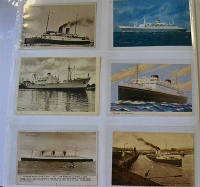 Lot 338 - Shipping. A large album housing three hundred cards. Includes ships from Union-Castle Line,...