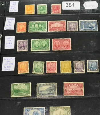 Lot 381 - Canada. A 1922 to 1964 fine mint or unmounted range of stamps on stock cards Stc £1350