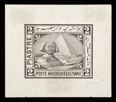 Lot 401 - Egypt. Circa 1868 Die proof on very thin card of an essay by Skipper and East, printed by...