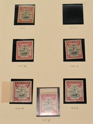 Lot 429 - Grenada. 1938 to 1950 10s Badge of Colony. Six differing shades and/or perfs (no perf 14 Steel blue