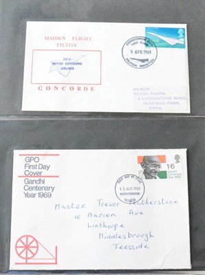 Lot 524 - Great Britain. 1969 to 1991 First Day Covers in four albums. Includes 1969 Concorde with Filton...