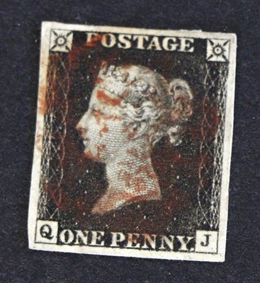 Lot 620 - Great Britain. 1840 1d Black Q-J. Four even margins, used with a red Maltese cross