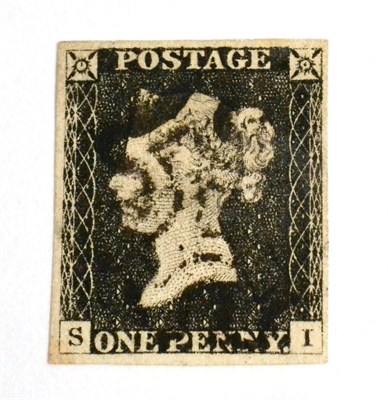 Lot 623 - Great Britain. 1840 1d Black S-I. Four margins, used with a black Maltese cross