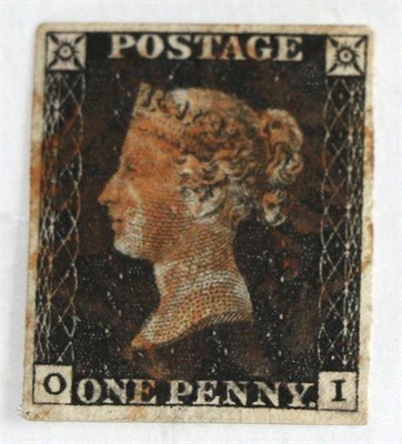 Lot 626 - Great Britain. 1840 1d Black O-I, Plate 2. Four good margins, used with a red Maltese cross