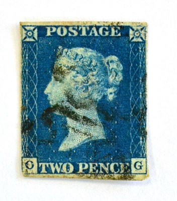 Lot 643 - Great Britain. 1840 2d Blue O-G. Two margins, used with a black Maltese cross