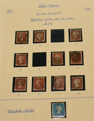 Lot 648 - Great Britain. A collection of 1841 1d reds each obliterated by a numeral Maltese cross in...