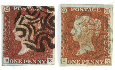 Lot 649 - Great Britain. 1841 1d Red-brown B-E with ivory head. Four margins, used with a black Greenock...