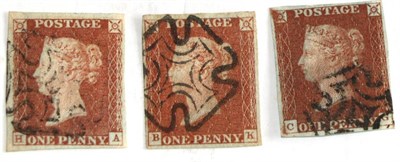 Lot 654 - Great Britain. 1841 1d Reds. H-A, Plate 19, four margins, used with a Kelso black Maltese...