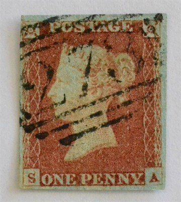 Lot 655 - Great Britain. 1841 1d Red-brown S-A, Plate 107, with 'inverted S' variety. Four margins, used with