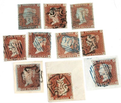 Lot 656 - Great Britain. 1841 1d Deep red-brown T-G, Plate 15 with basal shift. Four good margins, tied...