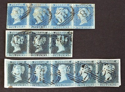 Lot 663 - Great Britain. 1841 2d Blue horizontal strip of four EG-EJ. Three margins (just). 2d deep full blue