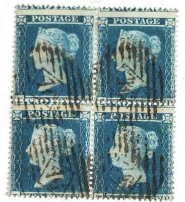 Lot 674 - Great Britain. 1854 2d Deep blue. Wmk Small Crown, perf 16. Good used block of four, with...