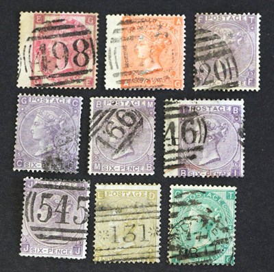 Lot 693 - Great Britain. 1865 to 1867 3d G-E wing, 4d A-G wing, 6d ?-F, C-?, M-B all Plate 5, B-I wing...