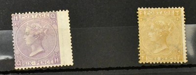 Lot 697 - Great Britain. 1865 to 1867 6d Q-H wing. Fresh mint. Ironed out crease not detracting. Also 9d...