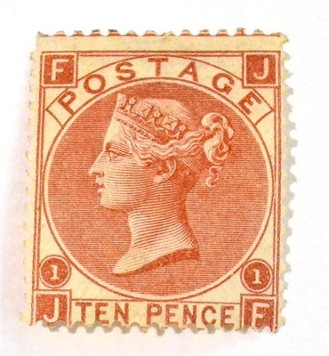 Lot 700 - Great Britain. 1867 to 1880 10d Red-brown J-F Plate 1. Centred to bottom. Fresh mint