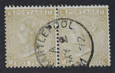 Lot 704 - Great Britain. 1867 to 1880 9d horizontal pair MK/ML, used