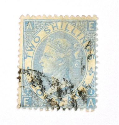 Lot 706 - Great Britain. 1867 2s Milky blue E-A. Centred to lower right, used. S.G. Spec J118(5). BPA...