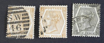 Lot 713 - Great Britain. 1872 to 1873 6d I-L Plate 11, N-I Plate 12 - both shades of chestnut. Plus 6d...