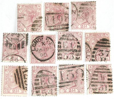 Lot 735 - Great Britain. 1876 2 1/2d Rosy mauve. Plates 3, 5, 6, 7, 8, 9, 10, 11, 13, 14 and 17. All used