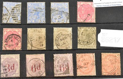 Lot 746 - Great Britain. An 1880 to 1883 range of used. 2 1/2d blue Plates 21, 22 and 23. 3d rose Plates...