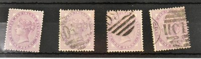 Lot 749 - Great Britain. 1881 1d Pale lilac. Fourteen dots in corners. One fresh mint and three used