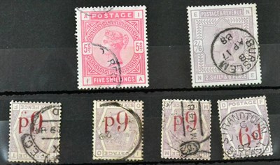 Lot 755 - Great Britain. 1883 6d Surcharge. Watermark crown. T-F, O-I, M-H and F-D. All used....