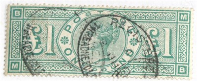 Lot 770 - Great Britain. 1891 £1 Green M-B. Used with registration cancel