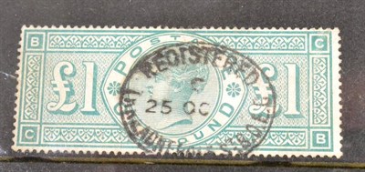 Lot 772 - Great Britain. 1891 £1 Green C-B, used with a registration oval. (All perforation are present...