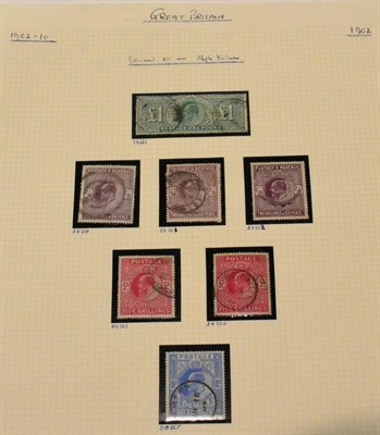 Lot 775 - Great Britain. 1902 to 1910 high values used.  Includes three shades of 2s6d and both shades of 5s.