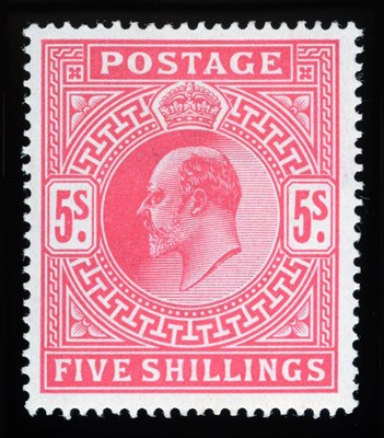 Lot 777 - Great Britain. 1902 5s carmine. Very lightly mounted mint