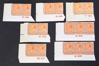 Lot 786 - Great Britain. 1912 to 1922 Orange, in horizontal corner control pairs C29, E26, H27, U34, V34....