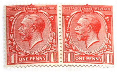 Lot 788 - Great Britain. 1912 to 1924 1d Bright scarlet, horizontal pair. Left adhesive with variety 'Q'...