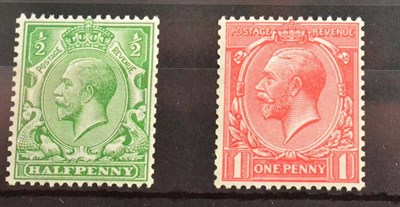 Lot 791 - Great Britain. August 1913 1/2d Bright green and 1d dull scarlet. Unmounted