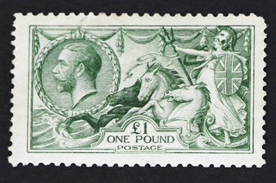 Lot 796 - Great Britain. 1913 £1 Seahorse. Waterlow, well centre. Blunt top right corner. Mint