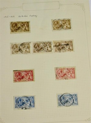 Lot 799 - Great Britain. 1915 to 1918 Seahorse. De La Rue printing, used. 2s6d (5), 5s (2), 10s (2)....