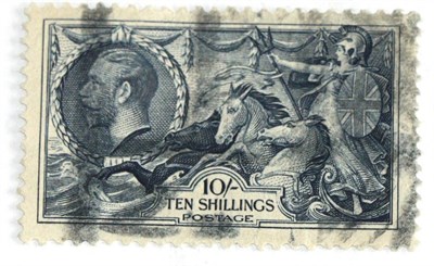 Lot 802 - Great Britain. 1918 to 1919 10s Seahorse. Bradbury Wilkinson, well centred, used