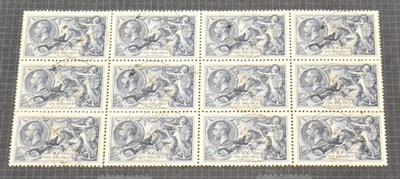 Lot 813 - Great Britain. 1934 10s Seahorse, fine used block of twelve. Minor splitting to low left vertical