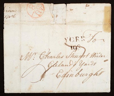 Lot 829 - Great Britain. August 5 1786 entire from York to Edinburgh. Black straight line York with...