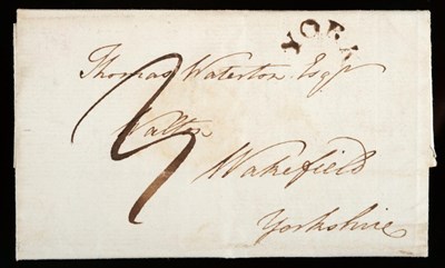 Lot 830 - Great Britain. May 17 1793 entire to Wakefield with fine York horseshoe (County cat type 8),...