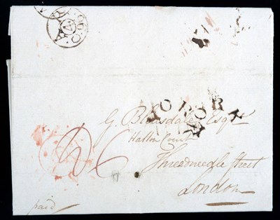 Lot 831 - Great Britain. April 6 1796 entire to London, bearing two York black horseshoes (Country cat...