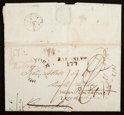 Lot 835 - Great Britain. An August 13, 1813 'busy' entire from the Stamp Office, Somerset Place, London...