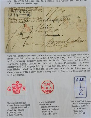 Lot 837 - Great Britain. A May 3 1820 entire to Kelso, Dunse, Berwickshire, but re-directed to Manderston...