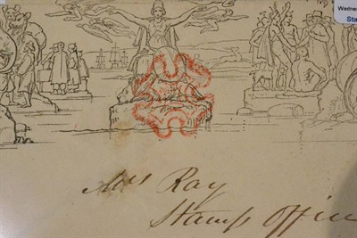 Lot 841 - Great Britain. May 1840 1d used Mulready envelope A143 (forme 2) from Brighton to Battel...