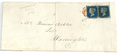 Lot 844 - Great Britain. A June 1840 outer letter sheet to Warrington, bearing a horizontal pair of 1840...